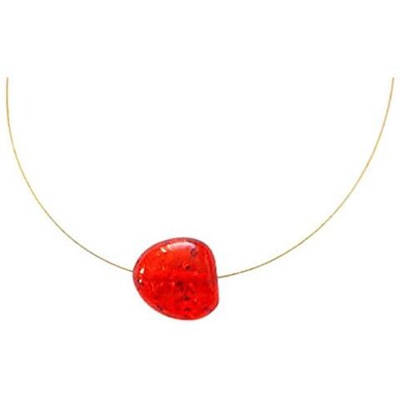 Donna - Collana - Ciondolo - Pendente - Placcato Oro 14k - Ambra - Arancione - Giallo - 45 Cm
