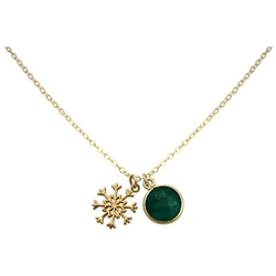 Collana - Ciondolo - Fiocco Di Neve - Argento 925 - Placcato Oro 18k - Smeraldo - Verde - 1,3 Cm en oferta