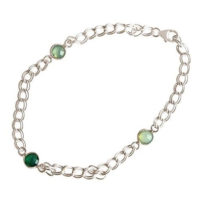 Braccialetto - Argento 925 - Smeraldo - Calcedonio - Verde - Verde Aqua - Catena - Flessibile