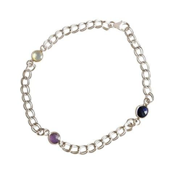 Braccialetto - Argento 925 - Quarzo Rosa - Zaffiro - Ametista - Azzurro - Viola - Catena - Flessibile en oferta