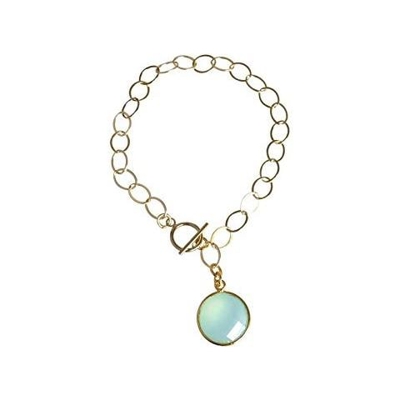 Donna - Braccialetto - Placcato Oro 14k - Calcedonio - Verde Mare - Candy