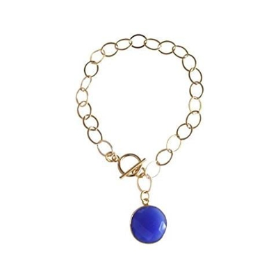 Donna - Braccialetto - Placcato Oro 14k - Onice Azzurro - Candy
