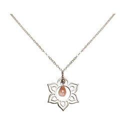 Donna - Collana - Ciondolo - Argento 925 - Fiore Di Loto - Mandala - Quarzo Rosa - Lacrima - Goccia - Yoga - 45 Cm precio