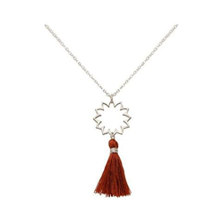 Donna - Collana - Ciondolo - Argento 925 - Mandala - Nappa - Rosso Marrone - Yoga - 45 Cm precio