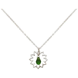 Donna - Collana - Ciondolo - Argento 925 - Mandala - Quarzo De Tormalina - Lacrima - Goccia - Verde - Yoga - 45 Cm en oferta