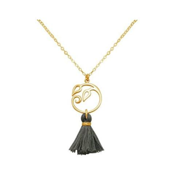 Donna - Collana - Ciondolo - Argento 925 - Placcato Oro 18k - Foglie Di Vite - Nappa - Grigio - Yoga - 45 Cm características