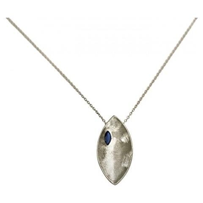 Collana - Ciondolo - Argento 925 -marquise - Iolite - Azzurro - 45 Cm
