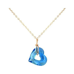 Donna - Collana - Ciondolo - Placcato Oro Rosa 18k - Cuore Aperto - Azzurro - Made With Swarovski Elements® - 45 Cm en oferta