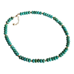 Donna - Collana - Placcato Oro 14k - Turchese - Azzurro - Sfaccettato - 45 Cm en oferta