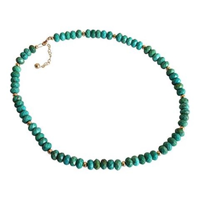 Donna - Collana - Placcato Oro 14k - Turchese - Azzurro - Sfaccettato - 45 Cm