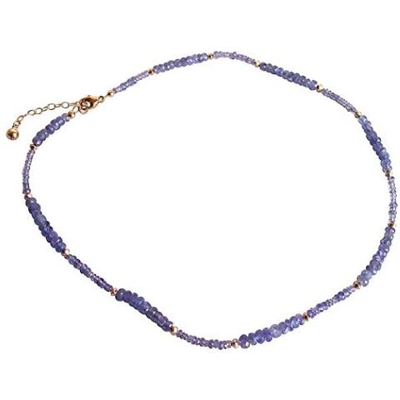 Donna - Collana - Placcato Oro 14k - Tanzanite - Azzurro - Sfaccettato - 45 Cm
