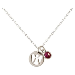 Collana - Ciondolo - Angelo Custode - Argento 925 - Rubino - Rosso - 1,3 Cm precio