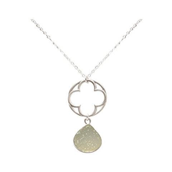 Donna - Collana - Ciondolo - Clover - 925 Sterling Argento - Drusi - Bianco - Quarzo - 45 Cm características