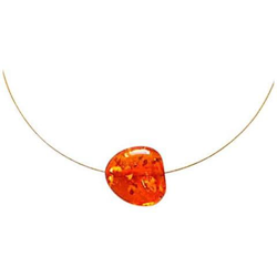 Donna - Collana - Ciondolo - Pendente - Placcato Oro 14k - Ambra - Arancione - Giallo - 45 Cm en oferta