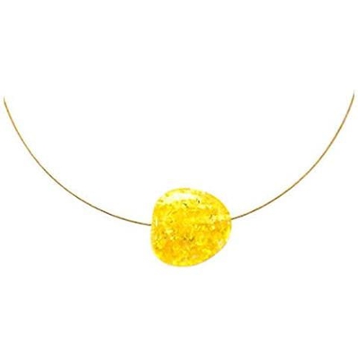 Donna - Collana - Ciondolo - Pendente - Placcato Oro 14k - Ambra - Arancione - Giallo - 45 Cm