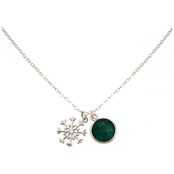 Collana - Ciondolo - Fiocco Di Neve - Argento 925 - Smeraldo - Verde - 1,3 Cm precio