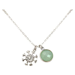 Collana - Ciondolo - Fiocco Di Neve - Argento 925 - Calcedonio - Verde Acqua - 1,3 Cm precio