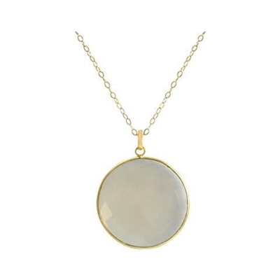 Donna - Collana - Argento - 925 Sterling Argento - Placcato Oro 18k - Pietra Luna - Grigio - Candy - 60 Cm