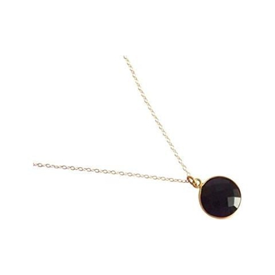 Donna - Collana - Argento - 925 Sterling Argento - Placcato Oro 18k - Onice - Nero - Candy - 45 Cm