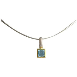 Donna - Collana - Argento - 925 Sterling Argento - Placcato Oro 18k - Topazio Azzuro - 11 Mm en oferta