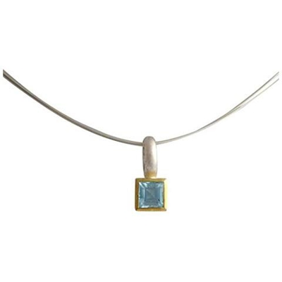 Donna - Collana - Argento - 925 Sterling Argento - Placcato Oro 18k - Topazio Azzuro - 11 Mm
