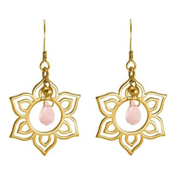 Donna - Braccialetto - Argento 925 - Placcato Oro 18k - Fiore Di Loto - Mandala - Quarzo Rosa - Lacrima - Goccia - Yoga precio
