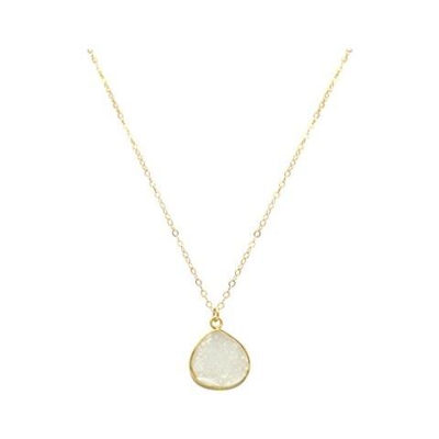 Donna - Collana - Ciondolo - Argento - 925 Sterling Argento - Placcato Oro 18k - Drusi - Bianco - Quarzo - 45 Cm
