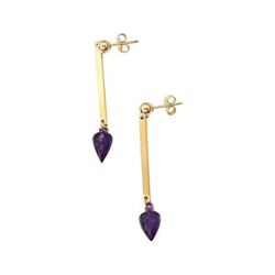 Donna - Orecchini - Placcato Oro 14k - Goccia - Ametista - Viola - 4 Cm características
