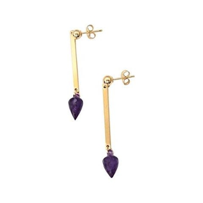 Donna - Orecchini - Placcato Oro 14k - Goccia - Ametista - Viola - 4 Cm