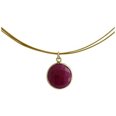 Donna - Collana - Argento - 925 Sterling Argento - Placcato Oro 18k - Rubino Rosso - Candy - 45 Cm