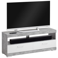 Mobile Per Tv / hi-fi In Grigio Cemento E Bianco Lucido en oferta