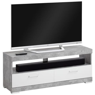 Mobile Per Tv / hi-fi In Grigio Cemento E Bianco Lucido