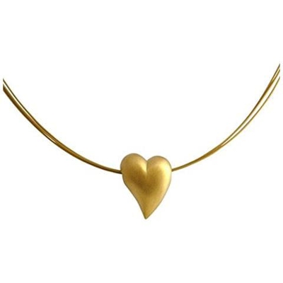 Cuore - Collana - Ciondolo - Argento 925 - Placcato Oro 18k - 2 Cm