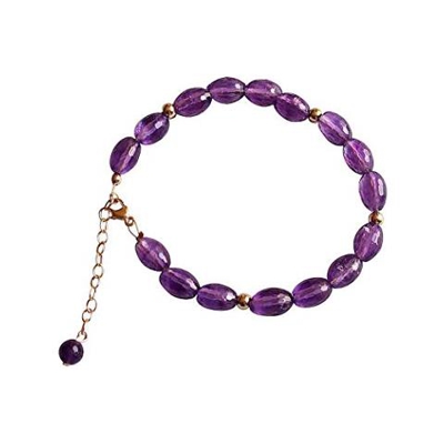 Donna - Braccialetto - Placcato Oro 14k - Ametista - Viola - Sfaccettato - Ovale