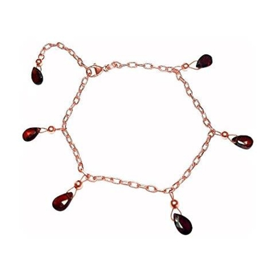 Donna - Braccialetto - Placcato Oro Rosa 14k - O - Rosso - Sfaccettato - Goccia