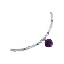 Donna - Collana - Ciondolo - Pendente - Placcato Oro 14k - Acquamarine - Azzurro - Ametista - Viola - Sfaccettato - 45 Cm características