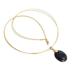 Donna - Collana - Ciondolo - Pendente - Placcato Oro 14k - Onice Nero - 45 Cm precio