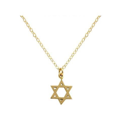 Unisex - Ciondolo - Stella Di Davide - Collana - Argento 925 - Placcato Oro 18k - 13 Mm