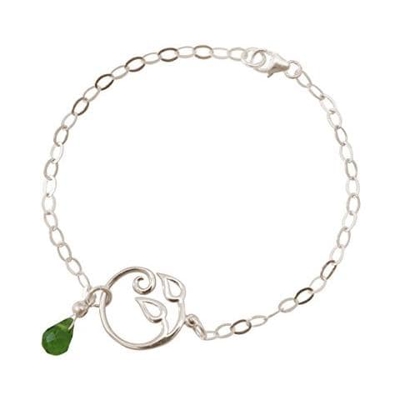 Donna - Braccialetto - Argento 925 - Foglie Di Vite - Peridoto - Lacrima - Goccia - Verde - Yoga