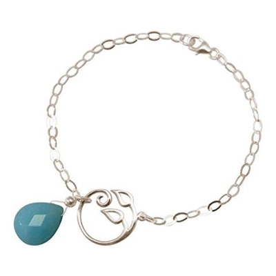 Donna - Braccialetto - Argento 925 - Foglie Di Vite - Turchese - Lacrima - Goccia - Azzurro - Yoga