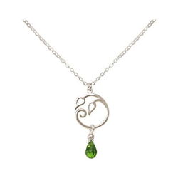 Donna - Collana - Ciondolo - Argento 925 - Foglie Di Vite - Peridoto - Lacrima - Goccia - Verde - Yoga - 45 Cm características