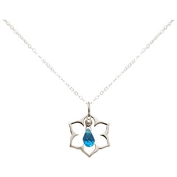 Donna - Collana - Ciondolo - Argento 925 - Fiore Di Loto - Mandala - Quarzo De Topazio - Lacrima - Goccia - Azzurro - Yoga - 45 Cm precio