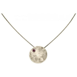 Collana - Ciondolo - Argento 925 -disco - Granato - Rosso - 45 Cm precio