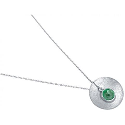 Collana - Ciondolo - Argento 925 -disco - Smeraldo - Verde - 45 Cm en oferta
