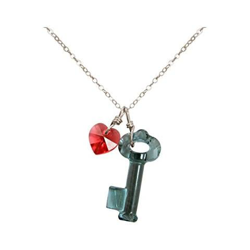 Donna - Collana - Ciondolo - Argento 925 - Chiave - Cuore - Azzurro - Rosso - Made With Swarovski Elements® - 45 Cm precio