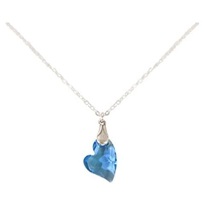 Donna - Collana - Ciondolo - Argento 925 - Cuore - Azzurro - Made With Swarovski Elements® - 45 Cm