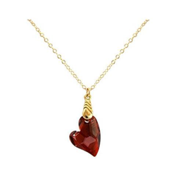 Donna - Collana - Ciondolo - Placcato Oro 18k - Cuore - Rosso - Made With Swarovski Elements® - 45 Cm en oferta