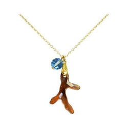 Donna - Collana - Ciondolo - Placcato Oro 18k - Corallo - Marrone Dorato - Azzurro - Made With Swarovski Elements® - 45 Cm precio