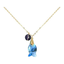 Donna - Collana - Ciondolo - Placcato Oro 18k - Pesce - Azzurro - Viola - Made With Swarovski Elements® - 45 Cm en oferta