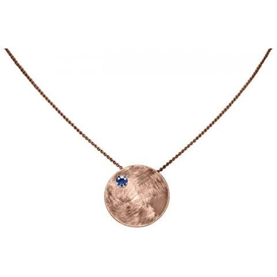 Collana - Ciondolo - Argento 925 - Placcato Oro Rosa 18k - Disco - Iolite - Azzurro - 45 Cm